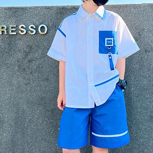 Kids Boys Shirt Shorts Clothing Set 2 Pieces Short Sleeve White Blue Solid Color Patchwork Casual Daily 4-13 Years
Kids Boys Shirt Shorts Clothing Set 2 Pieces Short Sleeve White Blue Solid Color Patchwork Casual Daily 4-13 Years