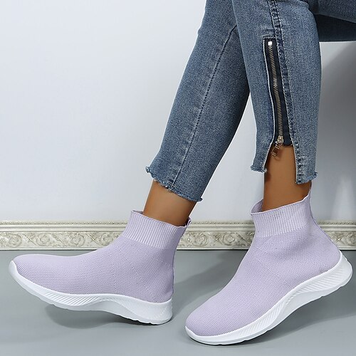 Women's Boots Sock Boots Booties Ankle Boots Flat Heel Round Toe Classic Daily Walking Shoes Tissage Volant Loafer Spring Summer Solid Colored Black Purple Rosy Pink
Women's Boots Sock Boots Booties Ankle Boots Flat Heel Round Toe Classic Daily Walking Shoes Tissage Volant Loafer Spring Summer Solid Colored Black Purple Rosy Pink