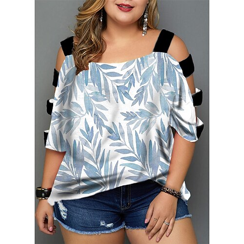 Women's Plus Size Tops Blouse Shirt Floral Leaf Cut Out Print Half Sleeve V Neck Streetwear Daily Going out Polyester Spring Summer Green Black
Women's Plus Size Tops Blouse Shirt Floral Leaf Cut Out Print Half Sleeve V Neck Streetwear Daily Going out Polyester Spring Summer Green Black