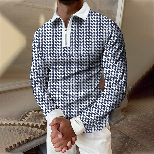 Men's Collar Polo Shirt Golf Shirt Plaid Turndown Blue / White 3D Print Street Daily Long Sleeve Zipper 3D Clothing Apparel Fashion Casual Breathable Comfortable / Beach
Men's Collar Polo Shirt Golf Shirt Plaid Turndown Blue / White 3D Print Street Daily Long Sleeve Zipper 3D Clothing Apparel Fashion Casual Breathable Comfortable / Beach