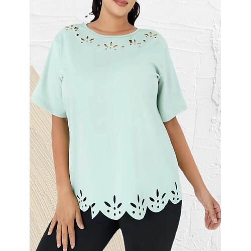 Women's Plus Size Tops T shirt Tee Graphic Ruffle Short Sleeve Crewneck Basic Hawaiian Festival Vacation Going out Polyester Spring Summer Light Green / Loose Fit
Women's Plus Size Tops T shirt Tee Graphic Ruffle Short Sleeve Crewneck Basic Hawaiian Festival Vacation Going out Polyester Spring Summer Light Green / Loose Fit