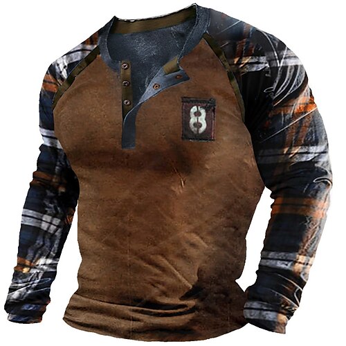 Men's T shirt Tee Henley Shirt Graphic Plaid Color Block Henley Coffee 3D Print Street Casual Long Sleeve Patchwork Button-Down Clothing Apparel Basic Fashion Designer Classic / Summer / Spring
Men's T shirt Tee Henley Shirt Graphic Plaid Color Block Henley Coffee 3D Print Street Casual Long Sleeve Patchwork Button-Down Clothing Apparel Basic Fashion Designer Classic / Summer / Spring