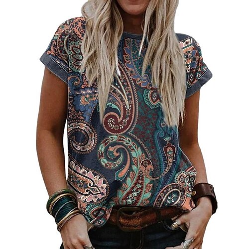 Mujer Camiseta Amarillo Azul Marino Morado Floral Geométrico Estampado Manga Corta Casual Fin de semana Básico Escote Redondo Regular Flor Pintura S
Mujer Camiseta Amarillo Azul Marino Morado Floral Geométrico Estampado Manga Corta Casual Fin de semana Básico Escote Redondo Regular Flor Pintura S
