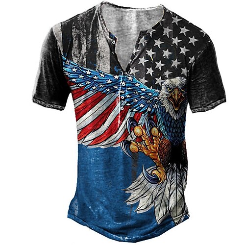 Men's Henley Shirt Tee T shirt Tee 3D Print Graphic Patterned Eagle Plus Size Henley Daily Sports Button-Down Print Short Sleeve Tops Designer Basic Casual Big and Tall Blue / Summer
Men's Henley Shirt Tee T shirt Tee 3D Print Graphic Patterned Eagle Plus Size Henley Daily Sports Button-Down Print Short Sleeve Tops Designer Basic Casual Big and Tall Blue / Summer
