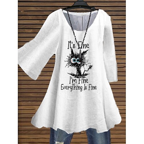 Women's Plus Size Tops Blouse Shirt Cat Letter Print 3/4 Length Sleeve Crewneck Streetwear Daily Holiday Cotton Spandex Jersey Fall Spring White Blue
Women's Plus Size Tops Blouse Shirt Cat Letter Print 3/4 Length Sleeve Crewneck Streetwear Daily Holiday Cotton Spandex Jersey Fall Spring White Blue