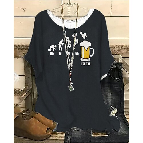 Women's Plus Size Tops Blouse Shirt Beer Letter Print Short Sleeve Crewneck Streetwear Daily Vacation Polyester Spring Summer Black
Women's Plus Size Tops Blouse Shirt Beer Letter Print Short Sleeve Crewneck Streetwear Daily Vacation Polyester Spring Summer Black