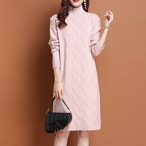 Women's Sweater Jumper Dress Short Mini Dress Black Gray Pink Red Long Sleeve Solid Color Ruched Spring Summer Turtleneck Stylish Casual 2022 One-Size
Women's Sweater Jumper Dress Short Mini Dress Black Gray Pink Red Long Sleeve Solid Color Ruched Spring Summer Turtleneck Stylish Casual 2022 One-Size