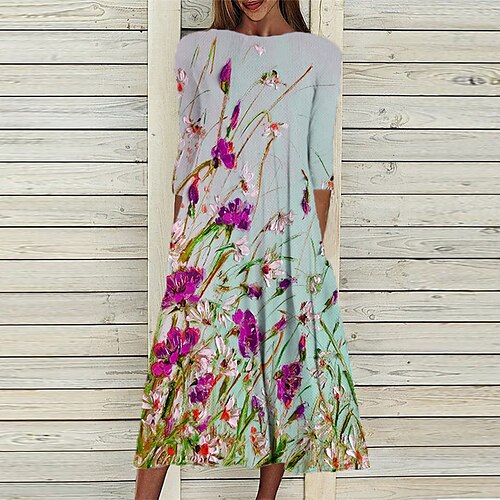 Women's Casual Dress Shift Dress Midi Dress Green Purple Red 3/4 Length Sleeve Floral Ruched Fall Spring Autumn Crew Neck 2022 S M L XL XXL 3XL
Women's Casual Dress Shift Dress Midi Dress Green Purple Red 3/4 Length Sleeve Floral Ruched Fall Spring Autumn Crew Neck 2022 S M L XL XXL 3XL