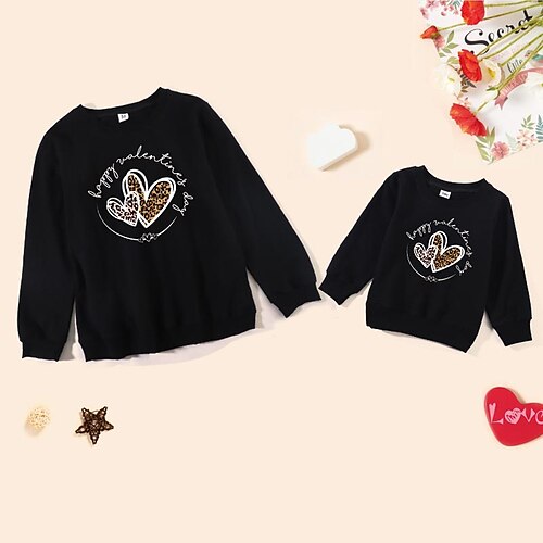 Mommy and Me Tops Heart Leopard Letter Daily Print Black Red Long Sleeve Basic Essential Matching Outfits
Mommy and Me Tops Heart Leopard Letter Daily Print Black Red Long Sleeve Basic Essential Matching Outfits
