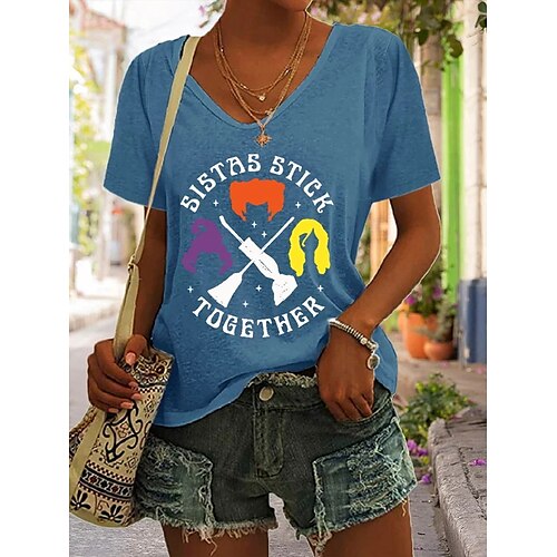 Women's T shirt Tee Graphic Patterned Letter Halloween Casual Daily T shirt Tee Short Sleeve Print V Neck Basic Green White Black S
Women's T shirt Tee Graphic Patterned Letter Halloween Casual Daily T shirt Tee Short Sleeve Print V Neck Basic Green White Black S