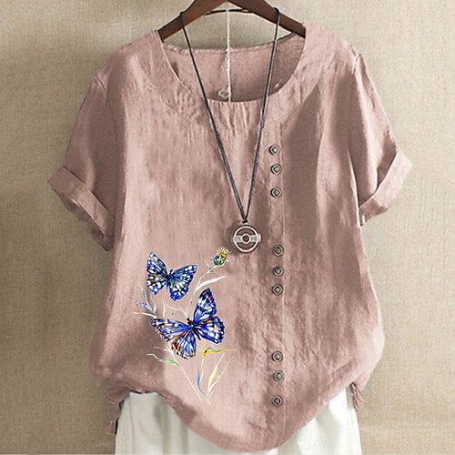 Women's Plus Size Tops Blouse Shirt Floral Button Print Short Sleeve Crewneck Vintage Daily Going out Linen Spring Summer Green White
Women's Plus Size Tops Blouse Shirt Floral Button Print Short Sleeve Crewneck Vintage Daily Going out Linen Spring Summer Green White