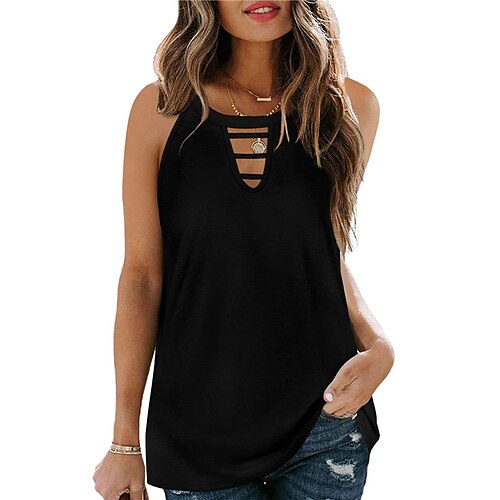 Women's Camis Blue Gray Black Plain Cut Out Sleeveless Casual Daily Casual Round Neck S
Women's Camis Blue Gray Black Plain Cut Out Sleeveless Casual Daily Casual Round Neck S