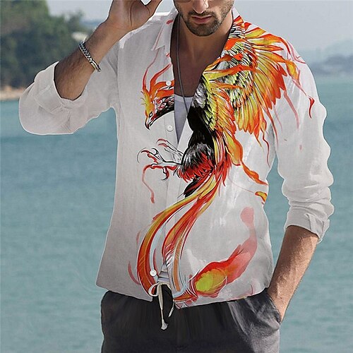 Men's Shirt 3D Print Phoenix Turndown Street Casual Button-Down Print Long Sleeve Tops Casual Fashion Breathable White
Men's Shirt 3D Print Phoenix Turndown Street Casual Button-Down Print Long Sleeve Tops Casual Fashion Breathable White
