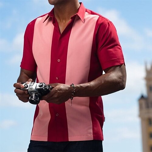 Men's Shirt Patchwork Turndown Street Daily Button-Down Short Sleeve Tops Casual Fashion Comfortable Beach Red
Men's Shirt Patchwork Turndown Street Daily Button-Down Short Sleeve Tops Casual Fashion Comfortable Beach Red