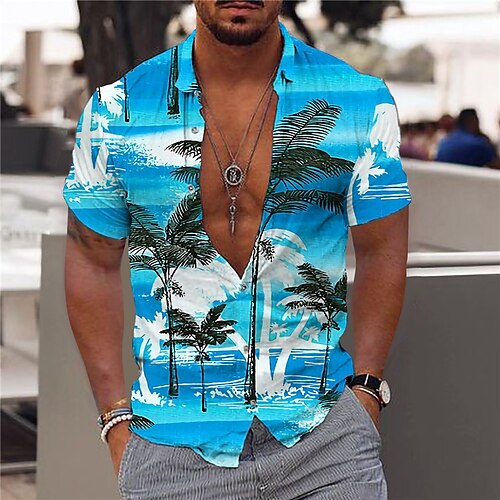 Men's Shirt Coconut Tree Turndown Blue Short Sleeves 3D Print Outdoor Street Button-Down Print Tops Fashion Designer Casual Breathable / Summer / Spring / Summer
Men's Shirt Coconut Tree Turndown Blue Short Sleeves 3D Print Outdoor Street Button-Down Print Tops Fashion Designer Casual Breathable / Summer / Spring / Summer