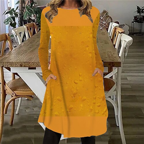 Women's T Shirt Dress Tee Dress Shift Dress Knee Length Dress Yellow Long Sleeve Print Pocket Print Fall Winter Crew Neck Casual Vacation 2022 S M L XL XXL 3XL / Casual Dress
Women's T Shirt Dress Tee Dress Shift Dress Knee Length Dress Yellow Long Sleeve Print Pocket Print Fall Winter Crew Neck Casual Vacation 2022 S M L XL XXL 3XL / Casual Dress