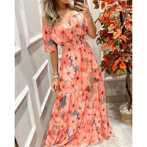Women's A Line Dress Maxi long Dress Blue Purple Pink Orange Short Sleeve Floral Backless Cold Shoulder Print Fall Spring Off Shoulder Fashion Modern 2022 S M L XL XXL 3XL
Women's A Line Dress Maxi long Dress Blue Purple Pink Orange Short Sleeve Floral Backless Cold Shoulder Print Fall Spring Off Shoulder Fashion Modern 2022 S M L XL XXL 3XL