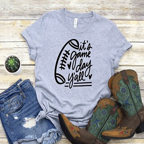 Women's T shirt Tee Text Baseball Casual Weekend Painting T shirt Tee Short Sleeve Print Round Neck Basic Gray S
Women's T shirt Tee Text Baseball Casual Weekend Painting T shirt Tee Short Sleeve Print Round Neck Basic Gray S