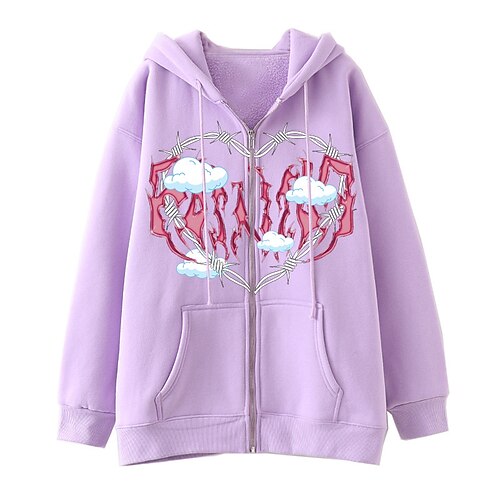 Women's Casual Jacket Hoodie Jacket Windproof Warm Outdoor Street Daily Vacation Full Zip Zipper Hoodie Street Style Heart Regular Fit Outerwear Long Sleeve Winter Fall Purple Light Gold Apricot S M
Women's Casual Jacket Hoodie Jacket Windproof Warm Outdoor Street Daily Vacation Full Zip Zipper Hoodie Street Style Heart Regular Fit Outerwear Long Sleeve Winter Fall Purple Light Gold Apricot S M