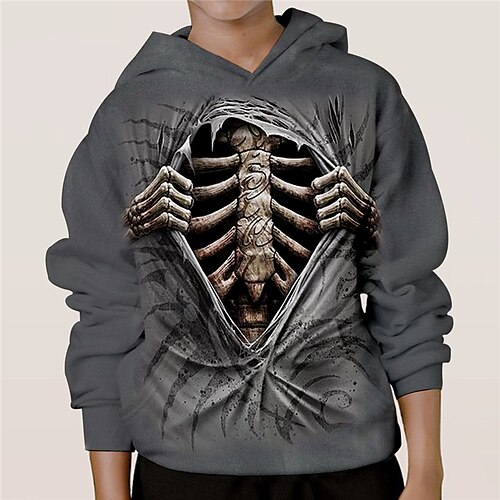Kids Boys Halloween Hoodie Long Sleeve 3D Print Skull Pocket Gray Children Tops Fall Winter Active Fashion Sports Daily Indoor Outdoor Halloween Regular Fit 3-13 Years
Kids Boys Halloween Hoodie Long Sleeve 3D Print Skull Pocket Gray Children Tops Fall Winter Active Fashion Sports Daily Indoor Outdoor Halloween Regular Fit 3-13 Years