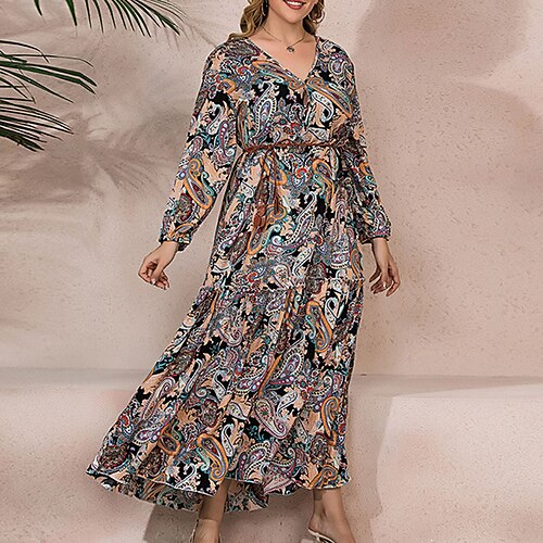 Women's Plus Size Holiday Dress Print V Neck Print Long Sleeve Fall Spring Casual Vintage Maxi long Dress Daily Holiday Dress
Women's Plus Size Holiday Dress Print V Neck Print Long Sleeve Fall Spring Casual Vintage Maxi long Dress Daily Holiday Dress