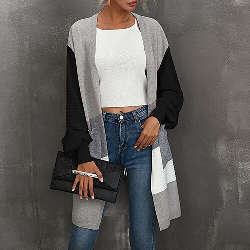 Women's Cardigan Sweater Jumper Ribbed Knit Tunic Pocket Knitted Color Block Open Front Stylish Casual Daily Going out Fall Winter Black Blue S M L / Long Sleeve
Women's Cardigan Sweater Jumper Ribbed Knit Tunic Pocket Knitted Color Block Open Front Stylish Casual Daily Going out Fall Winter Black Blue S M L / Long Sleeve