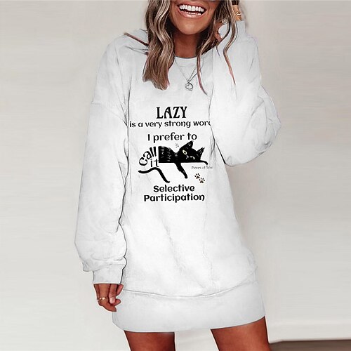Women's T Shirt Dress Tee Dress Shift Dress Short Mini Dress White Long Sleeve Cat Letter Animal Print Fall Winter Round Neck Casual Loose 2022 S M L XL XXL 3XL / Cotton
Women's T Shirt Dress Tee Dress Shift Dress Short Mini Dress White Long Sleeve Cat Letter Animal Print Fall Winter Round Neck Casual Loose 2022 S M L XL XXL 3XL / Cotton
