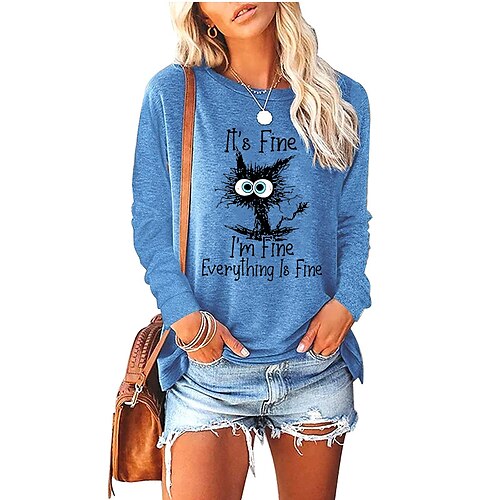 Women's T shirt Tee Graphic Patterned Text Sports Weekend Painting T shirt Tee Long Sleeve Print Round Neck Basic Green Blue Gray S
Women's T shirt Tee Graphic Patterned Text Sports Weekend Painting T shirt Tee Long Sleeve Print Round Neck Basic Green Blue Gray S