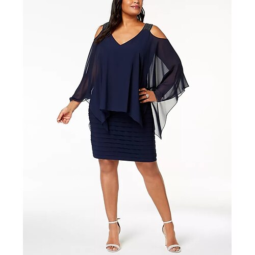 Women's Plus Size Holiday Dress Solid Color V Neck Lace Long Sleeve Fall Winter Work Knee Length Dress Holiday Work Dress / Ruched / Slim
Women's Plus Size Holiday Dress Solid Color V Neck Lace Long Sleeve Fall Winter Work Knee Length Dress Holiday Work Dress / Ruched / Slim