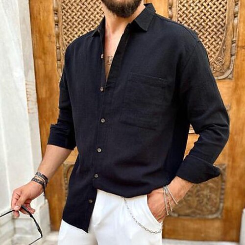 Men's Shirt Solid Color Turndown Black Street Daily Long Sleeve Button-Down Clothing Apparel Fashion Casual Comfortable
Men's Shirt Solid Color Turndown Black Street Daily Long Sleeve Button-Down Clothing Apparel Fashion Casual Comfortable