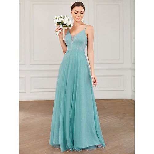 A-Line Prom Dresses Elegant Dress Prom Floor Length Sleeveless V Neck Tulle with Draping Pure Color 2022
A-Line Prom Dresses Elegant Dress Prom Floor Length Sleeveless V Neck Tulle with Draping Pure Color 2022