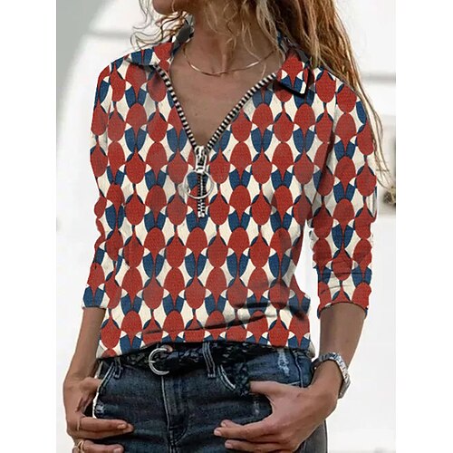 Women's T shirt Tee Geometric Casual Weekend Geometric Painting T shirt Tee Long Sleeve Quarter Zip Print Shirt Collar Basic Green Gray Yellow S / 3D Print
Women's T shirt Tee Geometric Casual Weekend Geometric Painting T shirt Tee Long Sleeve Quarter Zip Print Shirt Collar Basic Green Gray Yellow S / 3D Print