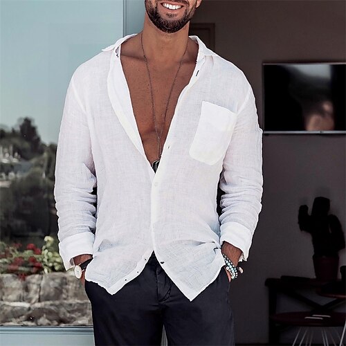 Men's Shirt Solid Color Turndown Street Daily Button-Down Long Sleeve Tops Casual Fashion Comfortable Big and Tall White / Summer
Men's Shirt Solid Color Turndown Street Daily Button-Down Long Sleeve Tops Casual Fashion Comfortable Big and Tall White / Summer