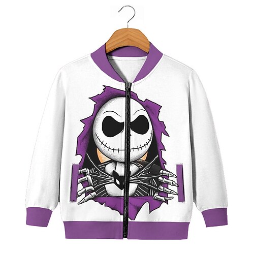 Kids Girls' Ugly Christmas The Nightmare Before Christmas Coat Outerwear Skull Long Sleeve Zipper Coat Street Punk Streetwear Cool Purple Winter Fall 3-12 Years
Kids Girls' Ugly Christmas The Nightmare Before Christmas Coat Outerwear Skull Long Sleeve Zipper Coat Street Punk Streetwear Cool Purple Winter Fall 3-12 Years
