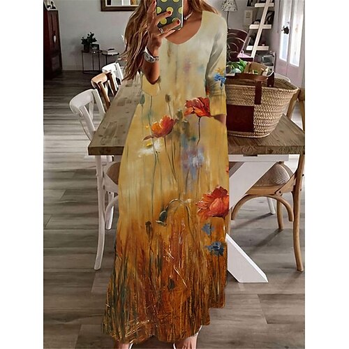 Women's Casual Dress A Line Dress Maxi long Dress Yellow Long Sleeve Floral Pocket Print Fall Winter V Neck Casual Vacation 2022 S M L XL XXL 3XL
Women's Casual Dress A Line Dress Maxi long Dress Yellow Long Sleeve Floral Pocket Print Fall Winter V Neck Casual Vacation 2022 S M L XL XXL 3XL