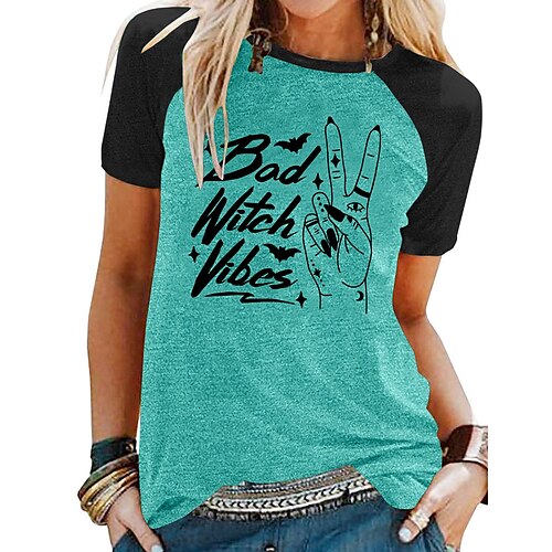 Women's T shirt Tee Graphic Letter Halloween Casual Daily T shirt Tee Short Sleeve Print Round Neck Basic Green Blue Light gray S
Women's T shirt Tee Graphic Letter Halloween Casual Daily T shirt Tee Short Sleeve Print Round Neck Basic Green Blue Light gray S