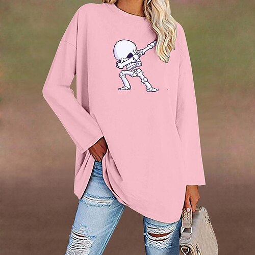Women's T shirt Tee Skull Halloween Casual Weekend T shirt Tee Long Sleeve Print Round Neck Basic White Black Blue S
Women's T shirt Tee Skull Halloween Casual Weekend T shirt Tee Long Sleeve Print Round Neck Basic White Black Blue S