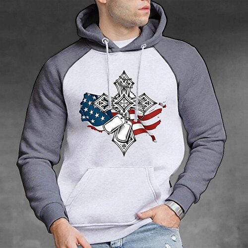 Men's Pullover Hoodie Sweatshirt Hooded Graphic American Flag Print Sports Outdoor Daily Sports Hot Stamping Basic Designer Hoodies Sweatshirts Long Sleeve White / Spring / Fall
Men's Pullover Hoodie Sweatshirt Hooded Graphic American Flag Print Sports Outdoor Daily Sports Hot Stamping Basic Designer Hoodies Sweatshirts Long Sleeve White / Spring / Fall