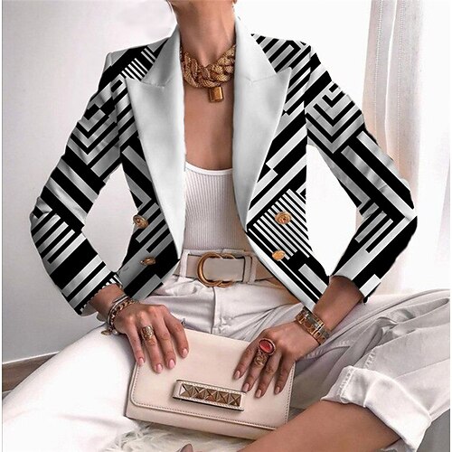Women's Blazer Breathable Office Work Daily Wear with Pockets Print Double Breasted Turndown OL Style Formal Modern Office / career Geometric Regular Fit Outerwear Long Sleeve Winter Fall Yellow Gray
Women's Blazer Breathable Office Work Daily Wear with Pockets Print Double Breasted Turndown OL Style Formal Modern Office / career Geometric Regular Fit Outerwear Long Sleeve Winter Fall Yellow Gray