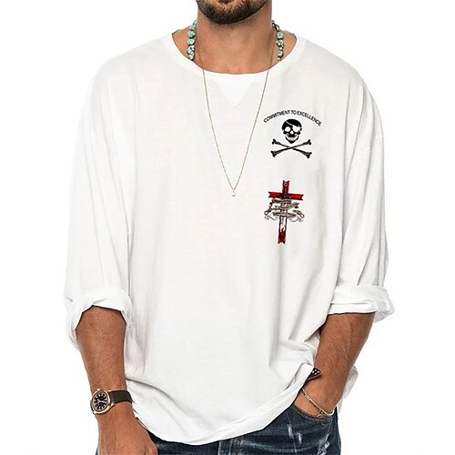 Men's T shirt Tee Graphic Skull Crew Neck White Black Gray Long Sleeve Hot Stamping Street Daily Print Tops Fashion Designer Casual Comfortable / Sports
Men's T shirt Tee Graphic Skull Crew Neck White Black Gray Long Sleeve Hot Stamping Street Daily Print Tops Fashion Designer Casual Comfortable / Sports