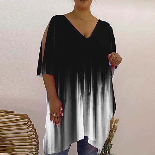 Women's Plus Size Tops T shirt Tee Floral Color Gradient Cut Out Print Half Sleeve V Neck Festival Daily Vacation Cotton Spandex Jersey Fall Spring Green White / Graphic
Women's Plus Size Tops T shirt Tee Floral Color Gradient Cut Out Print Half Sleeve V Neck Festival Daily Vacation Cotton Spandex Jersey Fall Spring Green White / Graphic