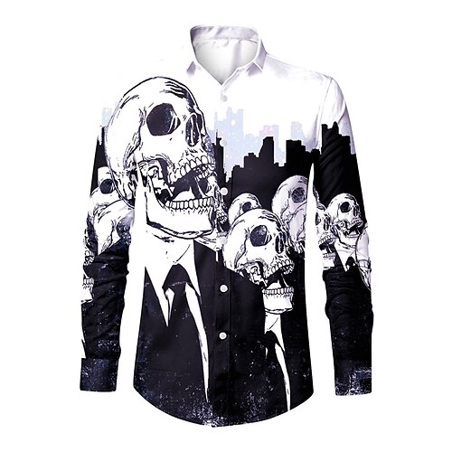 Men's Shirt Skull Turndown Black Long Sleeve 3D Print Outdoor Halloween Button-Down Print Tops Vintage Cool Designer Casual
Men's Shirt Skull Turndown Black Long Sleeve 3D Print Outdoor Halloween Button-Down Print Tops Vintage Cool Designer Casual