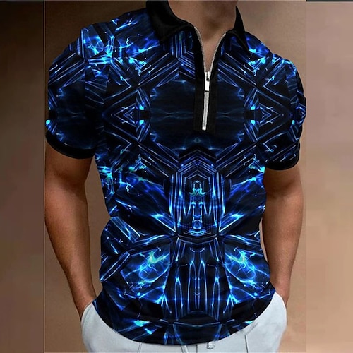 Men's Collar Polo Shirt Golf Shirt Graphic Turndown Blue 3D Print Outdoor Street Short Sleeves Zipper Print Clothing Apparel Fashion Designer Casual Breathable / Summer / Spring / Summer
Men's Collar Polo Shirt Golf Shirt Graphic Turndown Blue 3D Print Outdoor Street Short Sleeves Zipper Print Clothing Apparel Fashion Designer Casual Breathable / Summer / Spring / Summer