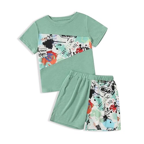 Kids Boys T-shirt Shorts Clothing Set 2 Pieces Short Sleeve Green Graphic Patterned Crewneck Print Street Sports Vacation Fashion Comfort Cool Daily 3-13 Years
Kids Boys T-shirt Shorts Clothing Set 2 Pieces Short Sleeve Green Graphic Patterned Crewneck Print Street Sports Vacation Fashion Comfort Cool Daily 3-13 Years