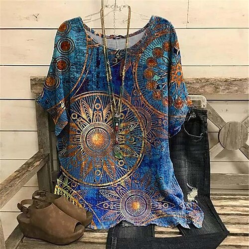 Women's Plus Size Tops Blouse Shirt Floral Print Short Sleeve Crewneck Streetwear Daily Vacation Polyester Spring Summer Green Blue
Women's Plus Size Tops Blouse Shirt Floral Print Short Sleeve Crewneck Streetwear Daily Vacation Polyester Spring Summer Green Blue