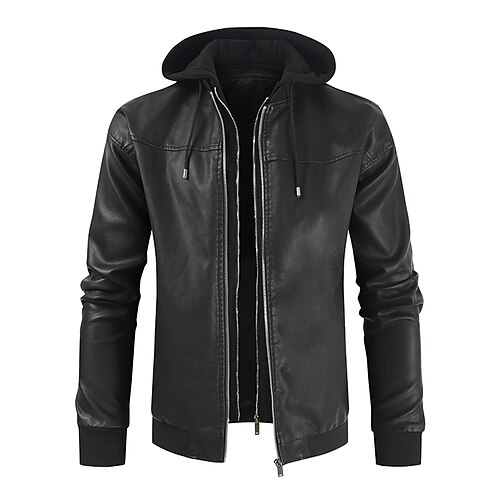 Men's Faux Leather Jacket Thermal Warm Rain Waterproof Warm Daily Wear Work Zipper Hoodie Casual Casual Daily Jacket Outerwear Pure Color With Belt Black / Long Sleeve / Long
Men's Faux Leather Jacket Thermal Warm Rain Waterproof Warm Daily Wear Work Zipper Hoodie Casual Casual Daily Jacket Outerwear Pure Color With Belt Black / Long Sleeve / Long