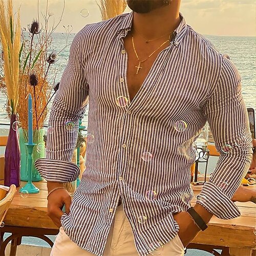 Men's Shirt Striped Turndown Gray Street Daily Long Sleeve Button-Down Clothing Apparel Fashion Casual Comfortable Big and Tall / Summer / Summer / Sports
Men's Shirt Striped Turndown Gray Street Daily Long Sleeve Button-Down Clothing Apparel Fashion Casual Comfortable Big and Tall / Summer / Summer / Sports