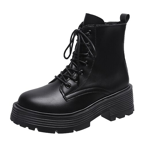 Women's Boots Combat Boots Motorcycle Boots Booties Ankle Boots Flat Heel Round Toe Luxurious Casual Punk Daily Work Walking Shoes PU Leather Lace-up Fall Winter Solid Colored White Black
Women's Boots Combat Boots Motorcycle Boots Booties Ankle Boots Flat Heel Round Toe Luxurious Casual Punk Daily Work Walking Shoes PU Leather Lace-up Fall Winter Solid Colored White Black