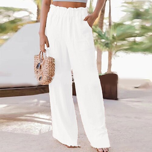 Women's Wide Leg Pants Trousers Cotton Blend Wine khaki Navy Blue Mid Waist Fashion Casual Weekend Side Pockets Micro-elastic Full Length Comfort Solid Color S M L XL 2XL / Loose Fit
Women's Wide Leg Pants Trousers Cotton Blend Wine khaki Navy Blue Mid Waist Fashion Casual Weekend Side Pockets Micro-elastic Full Length Comfort Solid Color S M L XL 2XL / Loose Fit