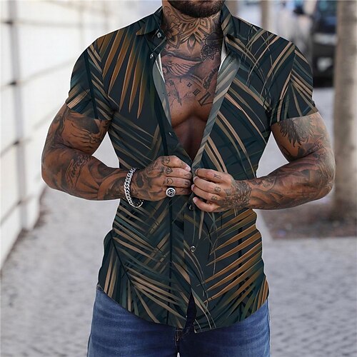 Men's Shirt Leaves Turndown Navy Blue Short Sleeves 3D Print Outdoor Street Button-Down Print Tops Fashion Designer Casual Breathable / Summer / Spring / Summer
Men's Shirt Leaves Turndown Navy Blue Short Sleeves 3D Print Outdoor Street Button-Down Print Tops Fashion Designer Casual Breathable / Summer / Spring / Summer